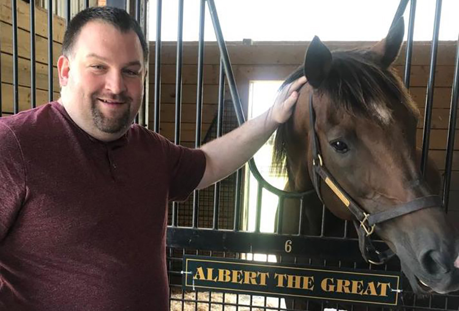 Pete Aiello with the horse Albert the Great