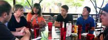 Marsha Kelly has lunch with Wendy Davis and students