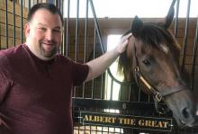 Pete Aiello with the horse Albert the Great